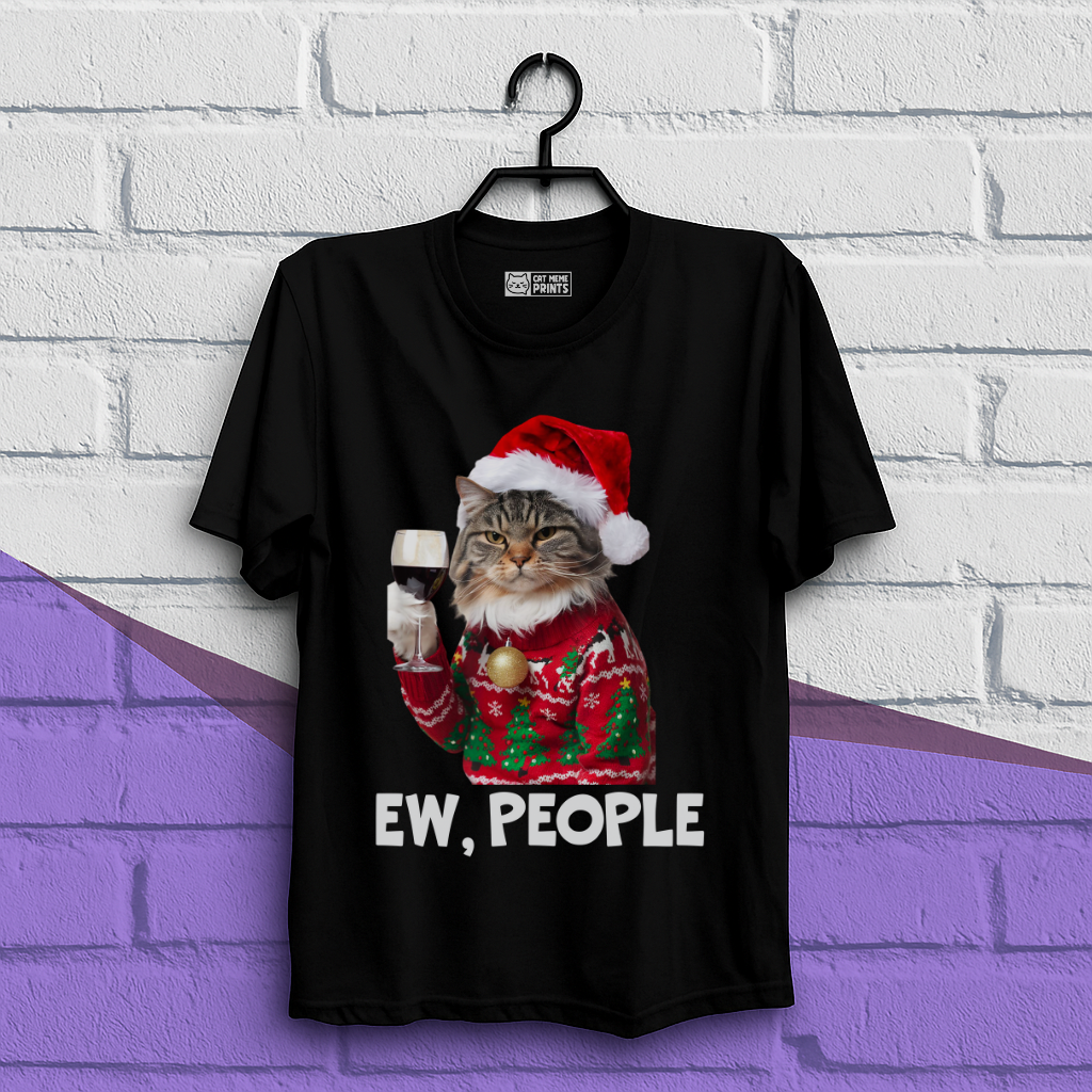 Ew People Cat Meme Christmas T-Shirt