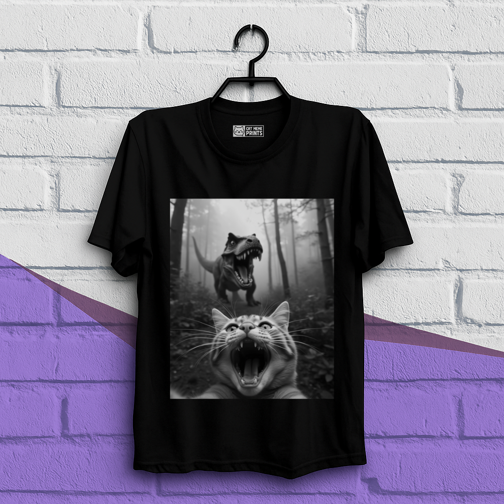 Cat Selfie With T-rex T-Shirt