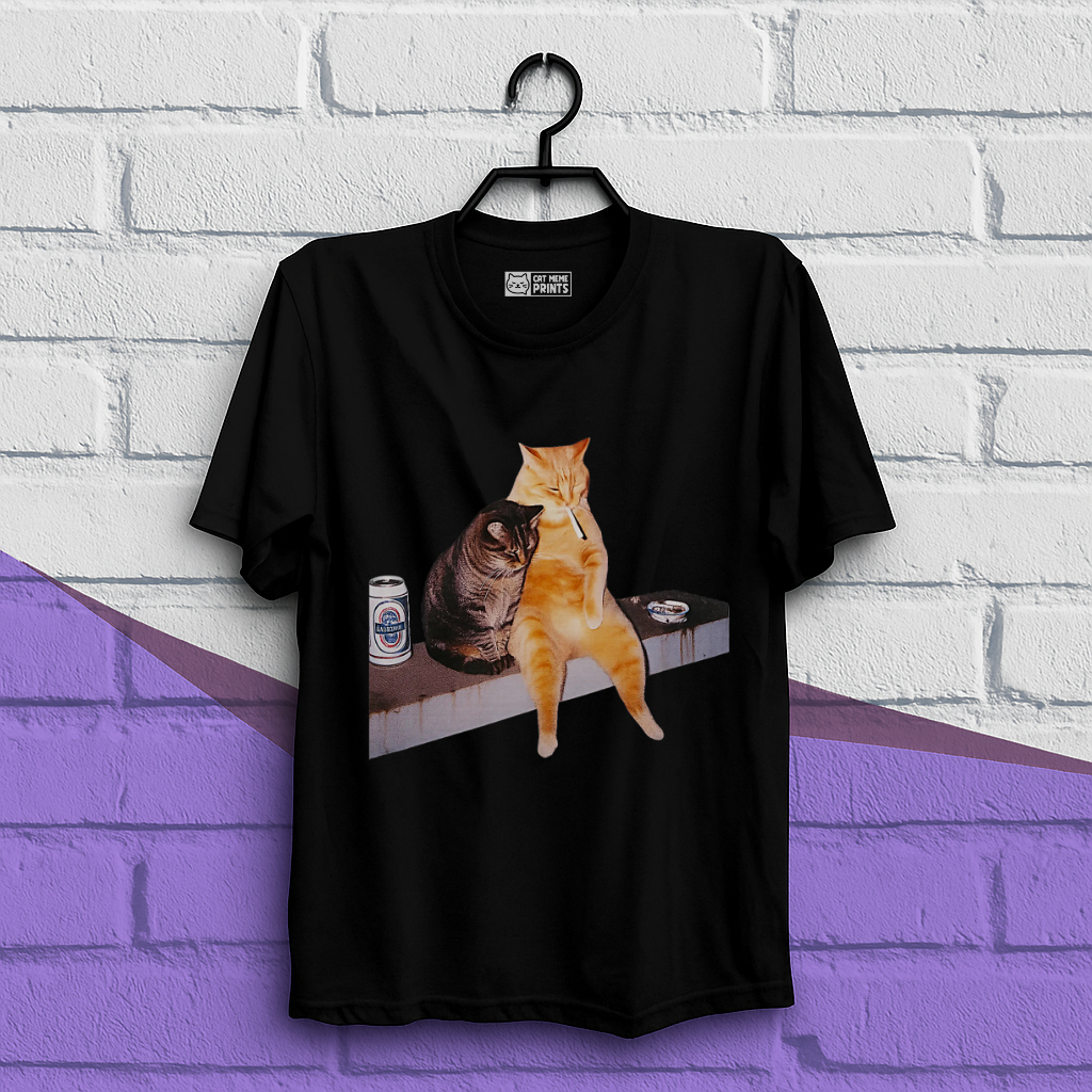 Cat Smoking & Drinking T-Shirt