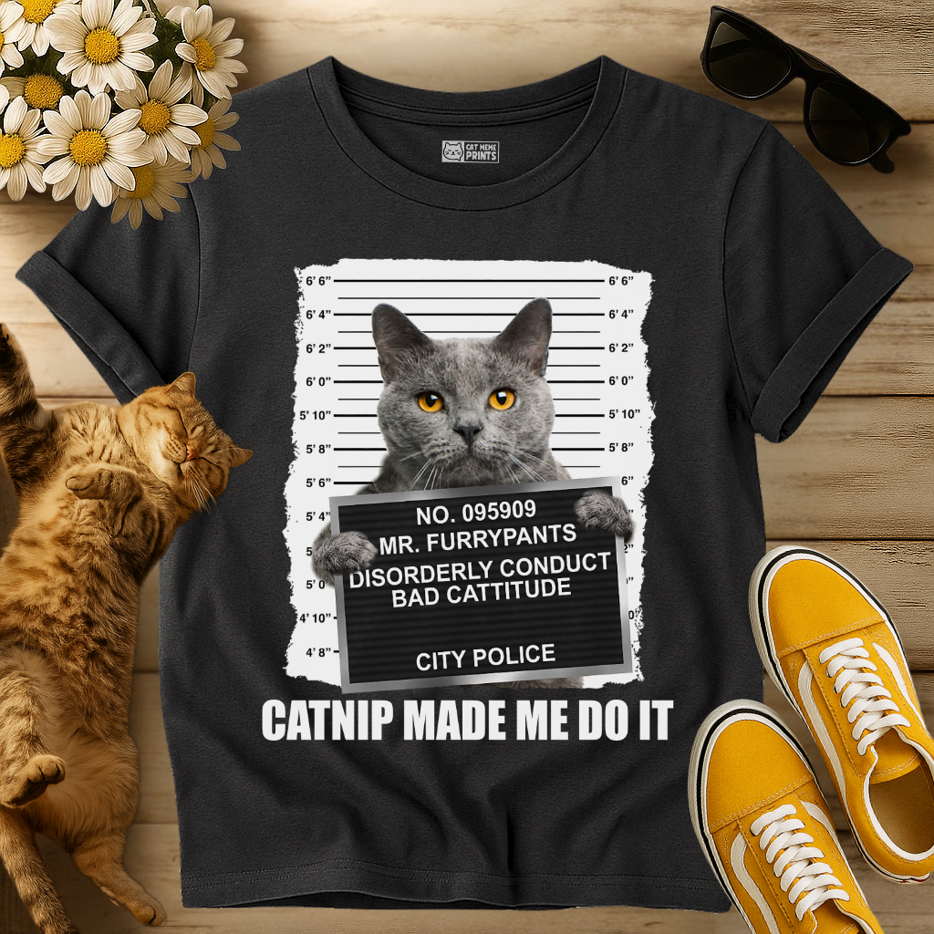 Catnip Made Me Do It Russian Blue Cat T-Shirt