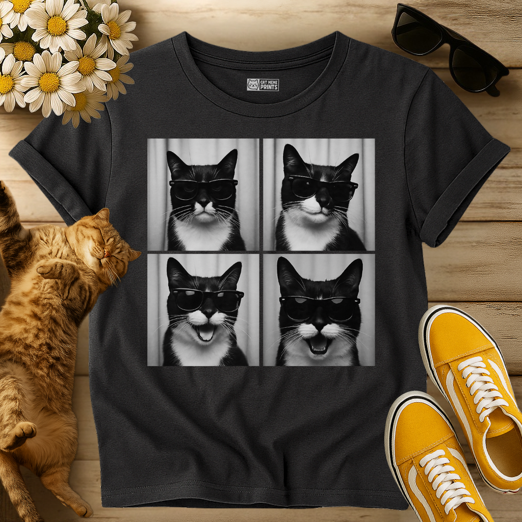 Cute Tuxedo Cat Photo Booth T-Shirt