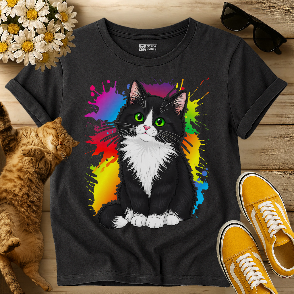 Colorful Tuxedo Cat T-Shirt