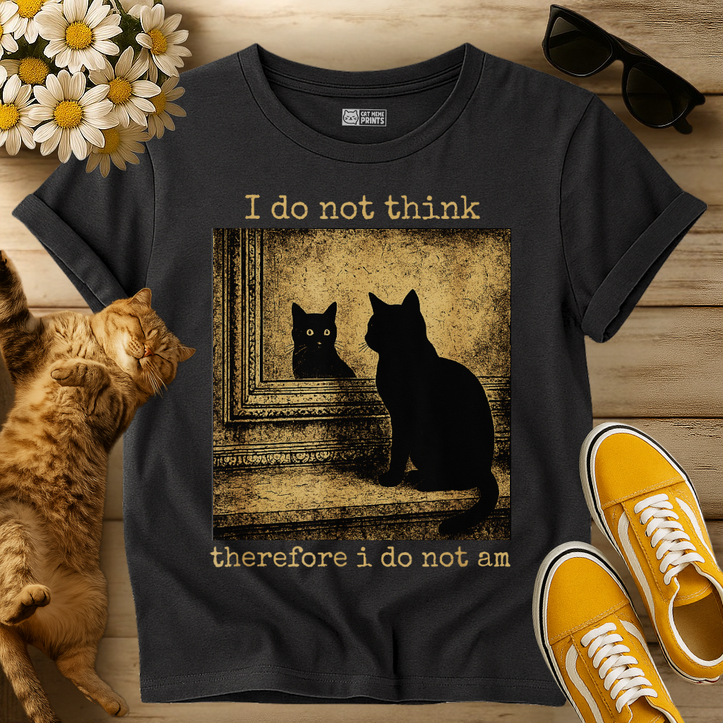 I Do Not Think Therefore I Do Not Am Cat T-Shirt