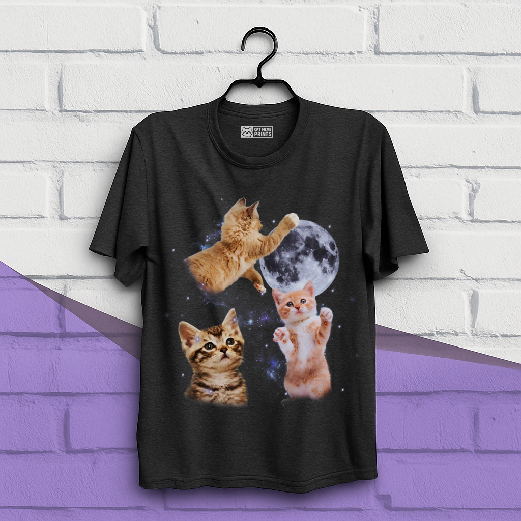 Three Cats Howling Moon T-Shirt