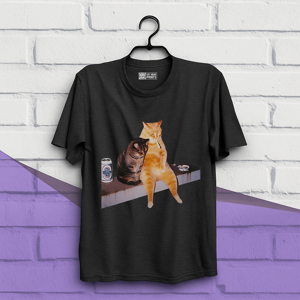 Cat Smoking & Drinking T-Shirt