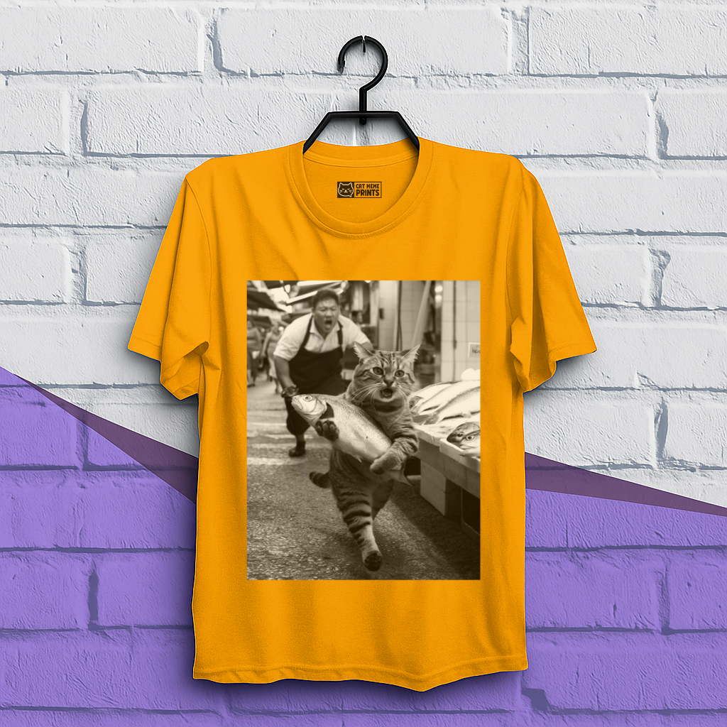 Cat Steals Fish Market T-Shirt