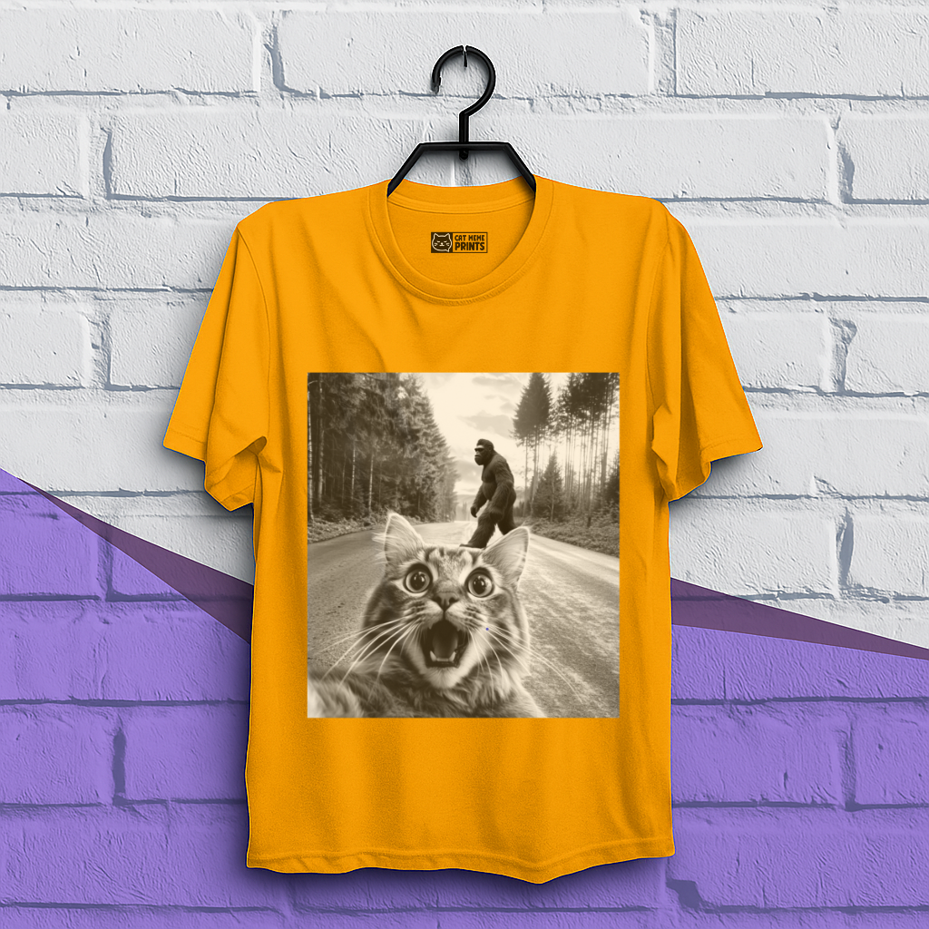 Cat Selfie With Bigfoot T-Shirt