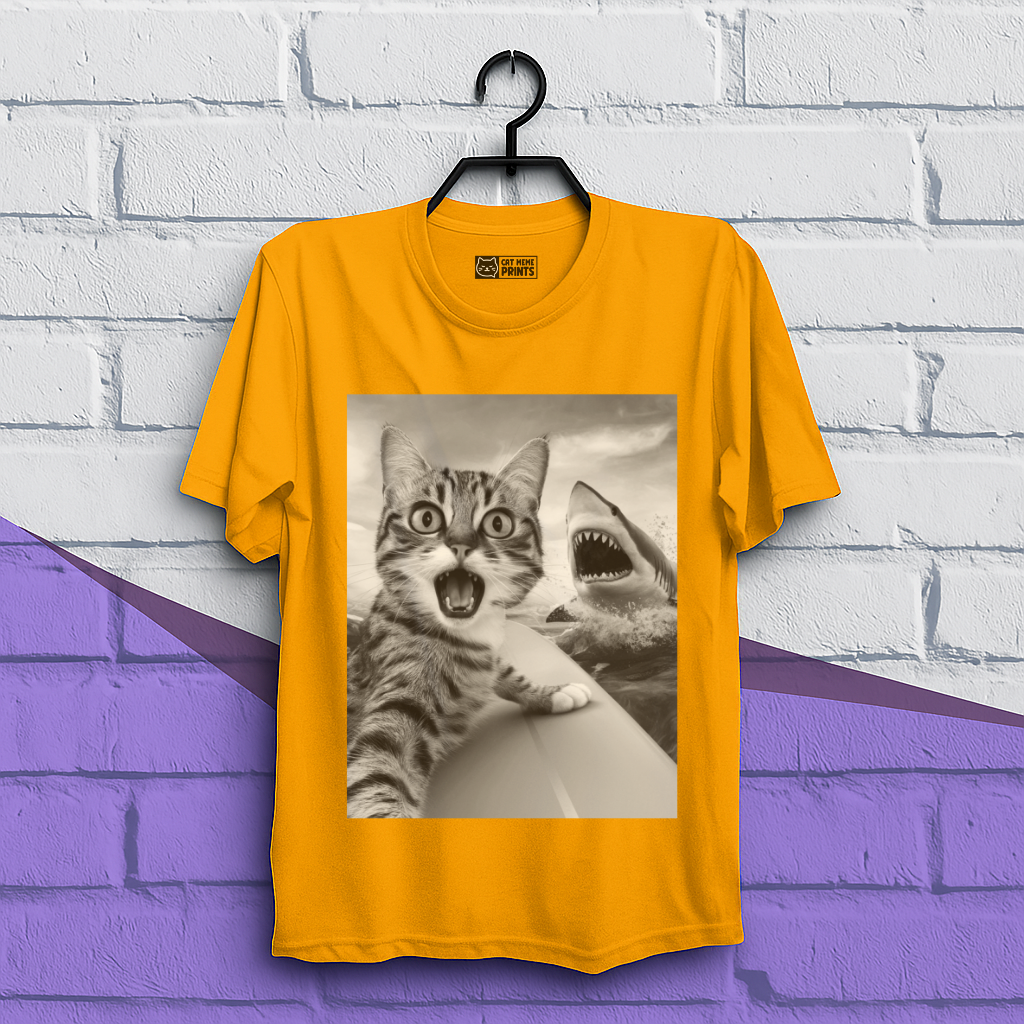 Cat Selfie With Shark T-Shirt