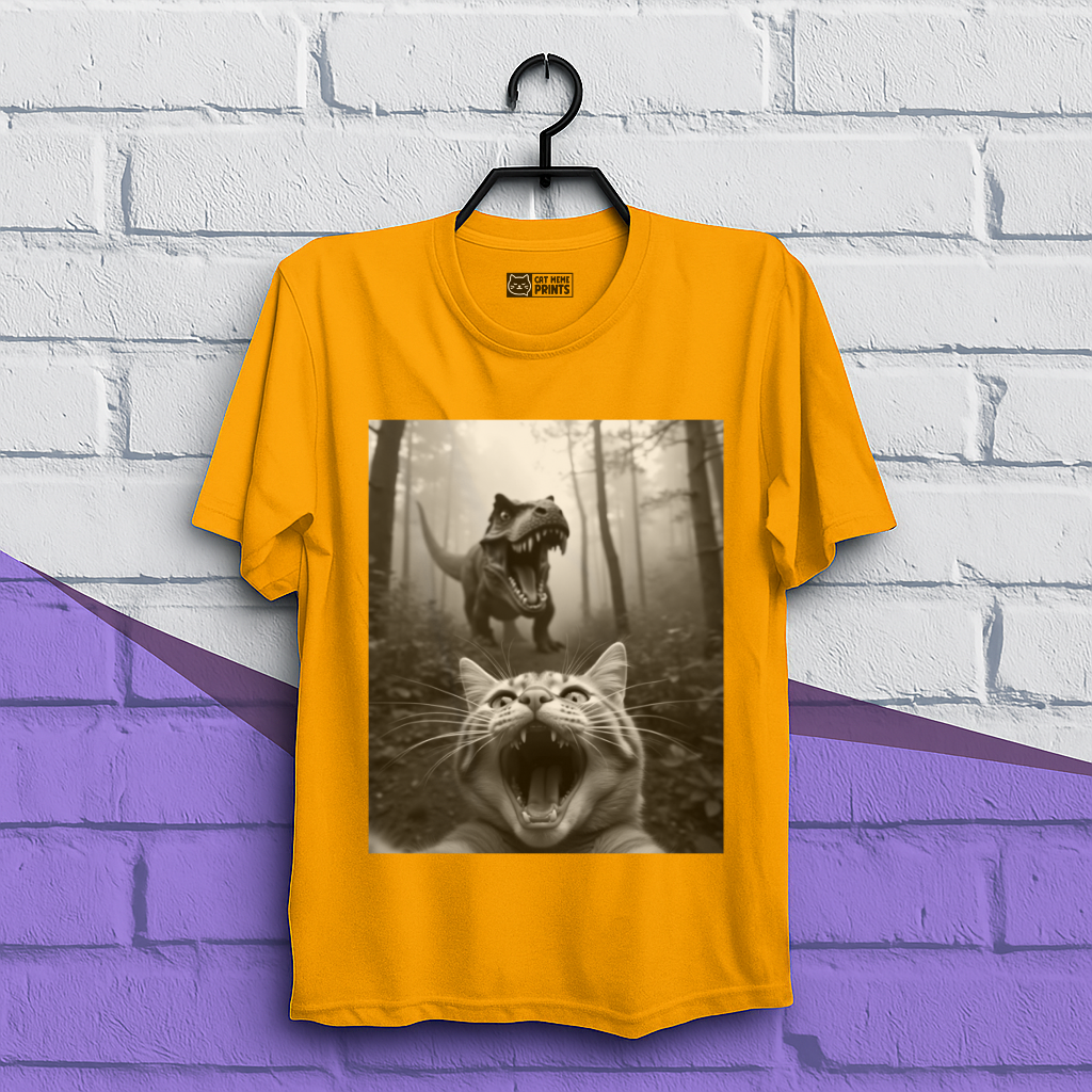 Cat Selfie With T-rex T-Shirt