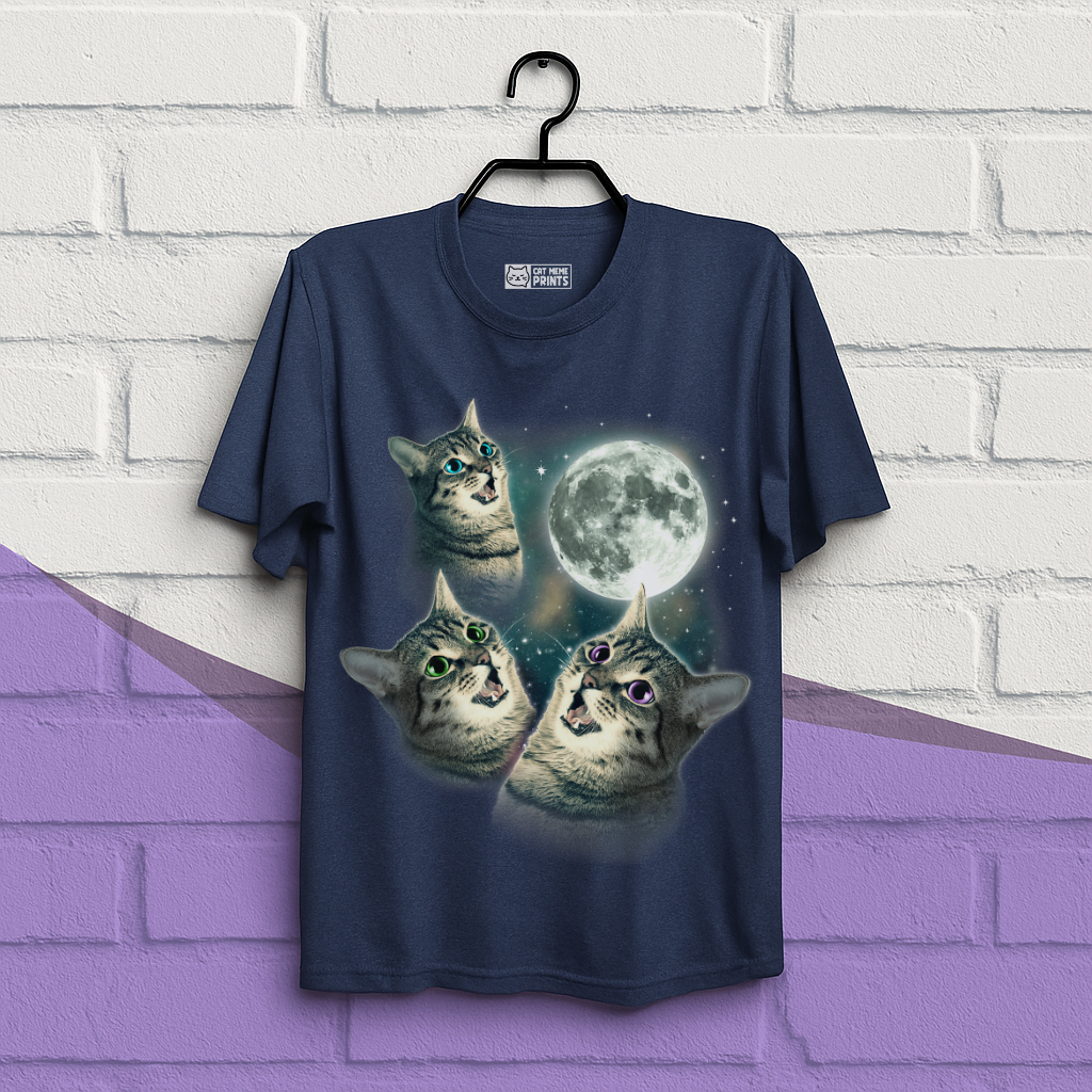 Three Cat Moon 3 Wolfs Cat T-Shirt