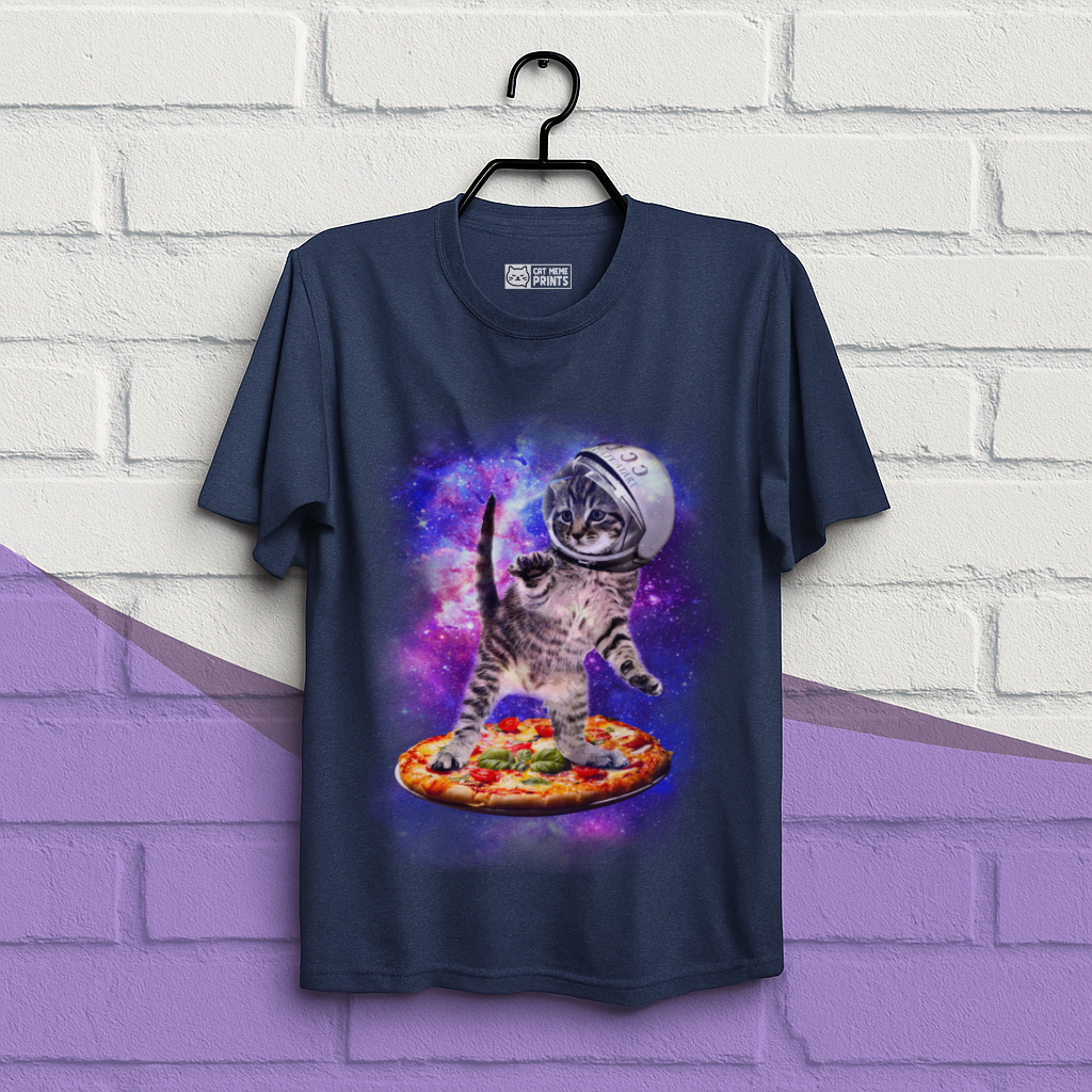 Cat Flying A Pizza Astronaut T-Shirt