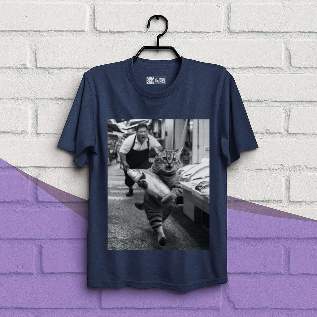 Cat Steals Fish Market T-Shirt