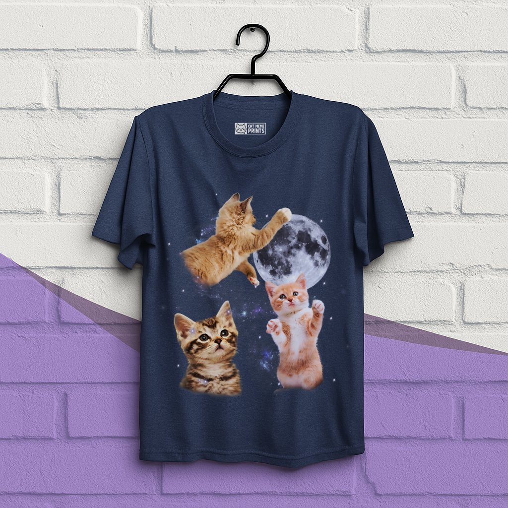Three Cats Howling Moon T-Shirt