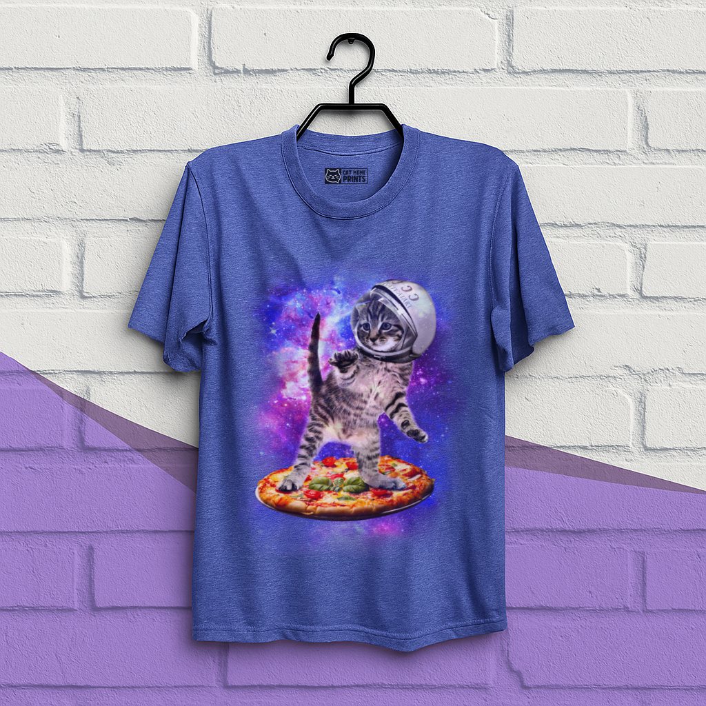 Cat Flying A Pizza Astronaut T-Shirt