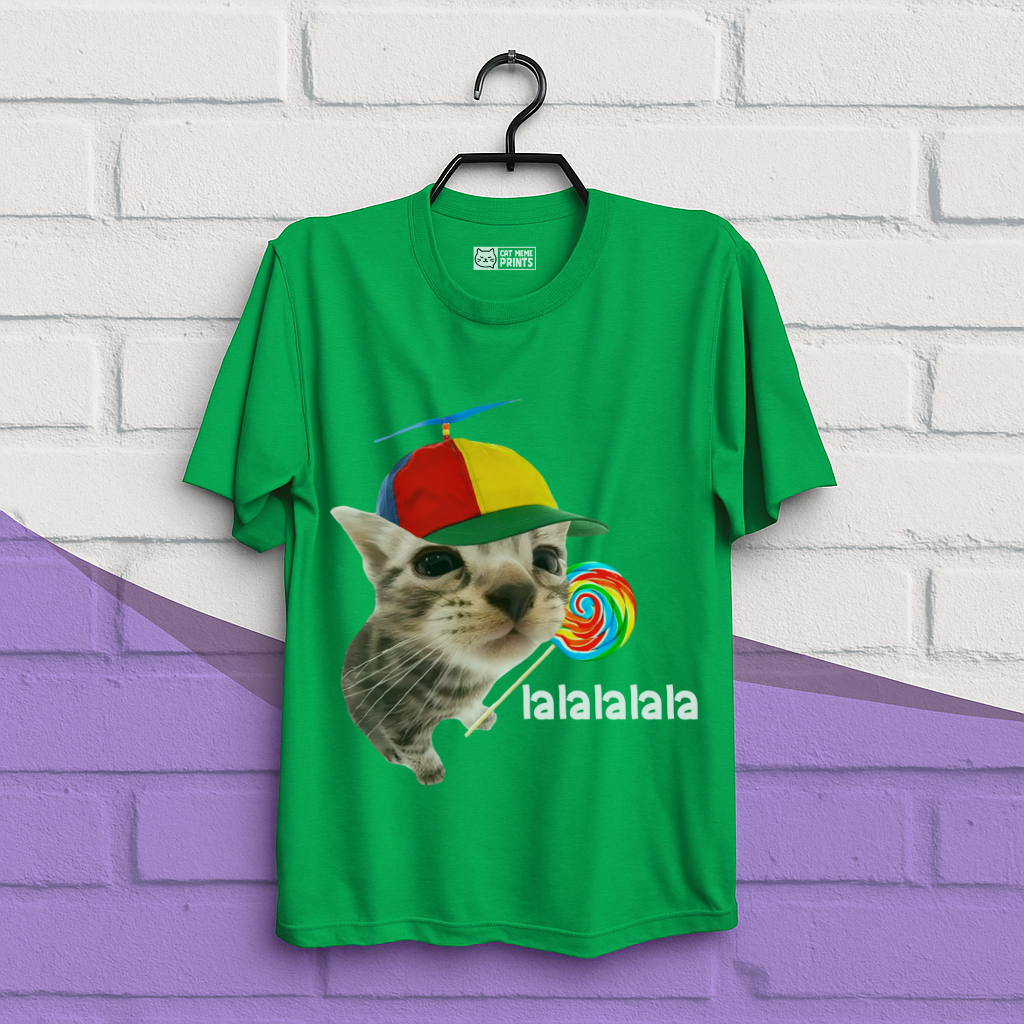 Cat With Lollipop lalala Cat Meme T-Shirt