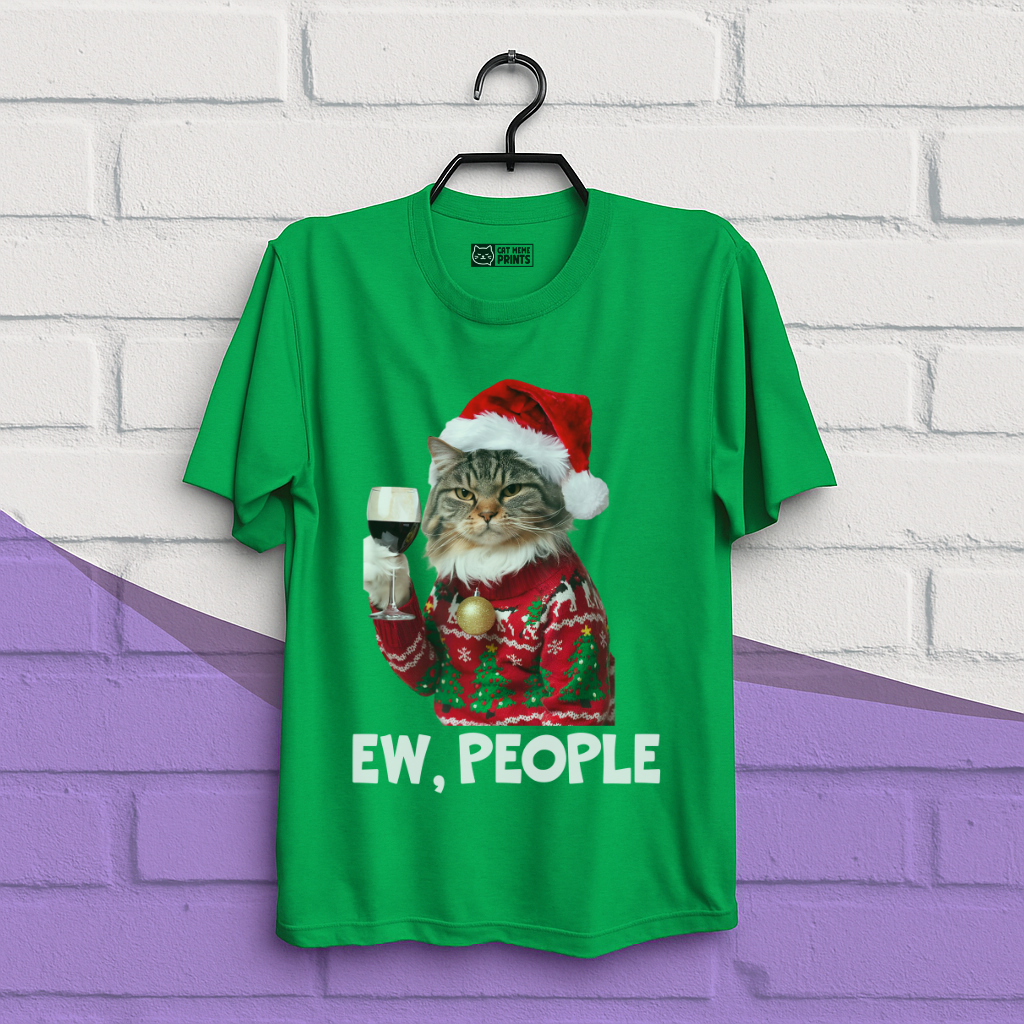 Ew People Cat Meme Christmas T-Shirt