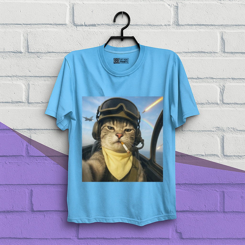 Pilot Cat Selfie Meme T-Shirt