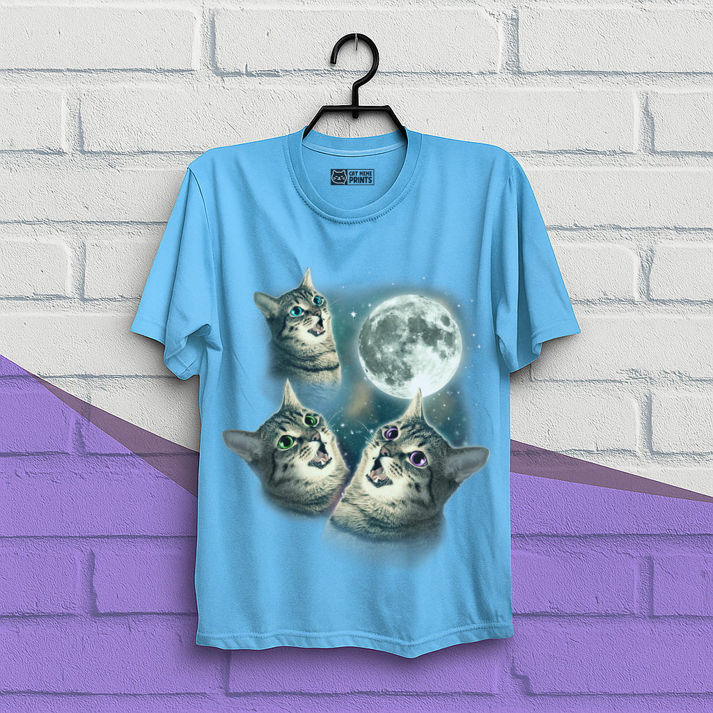 Three Cat Moon 3 Wolfs Cat T-Shirt
