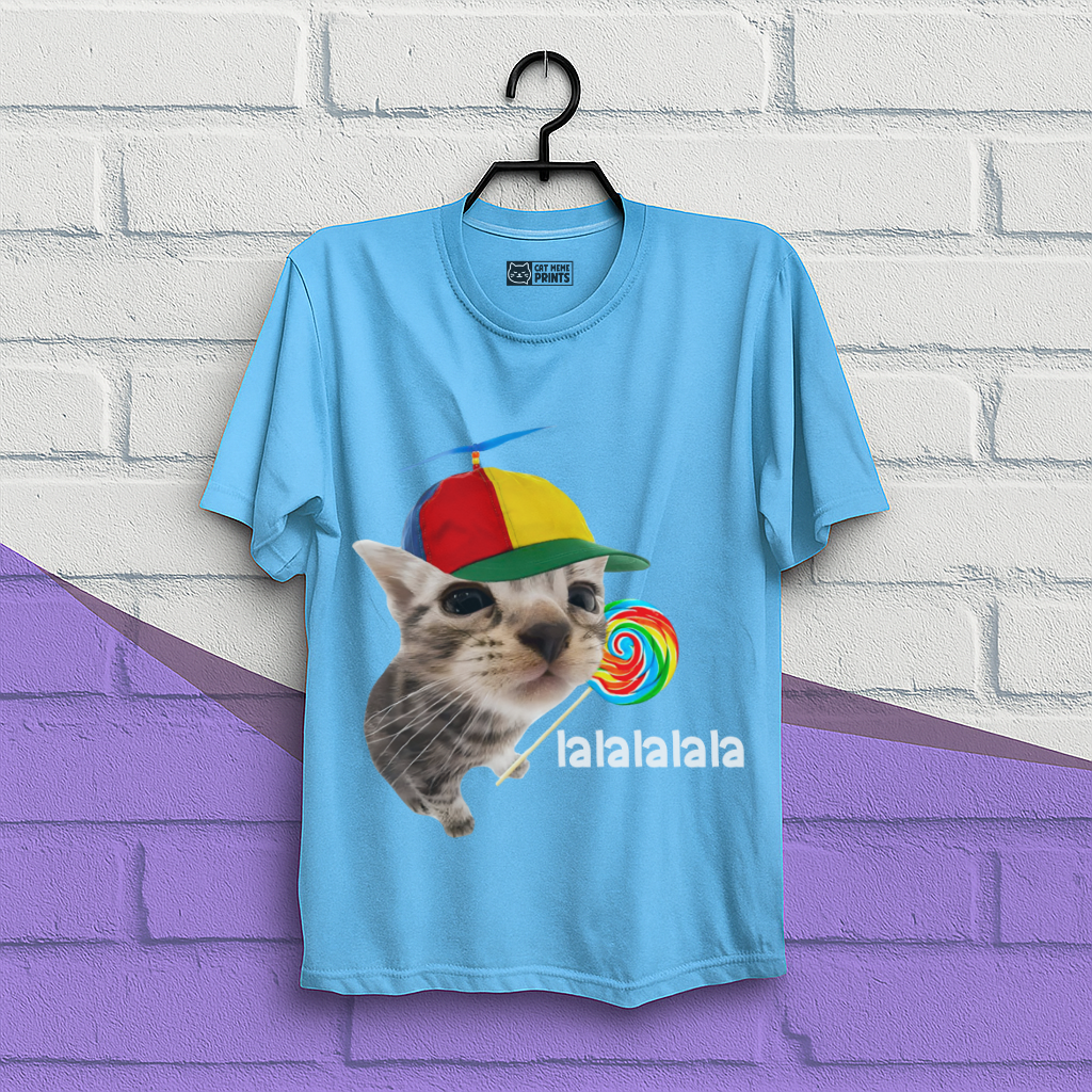 Cat With Lollipop lalala Cat Meme T-Shirt