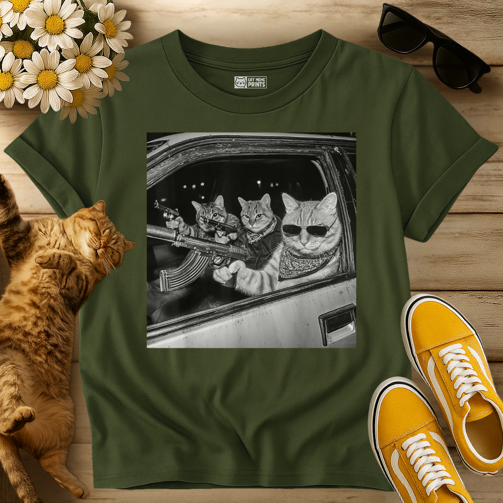 Gangster Cat Meme Selfie T-Shirt
