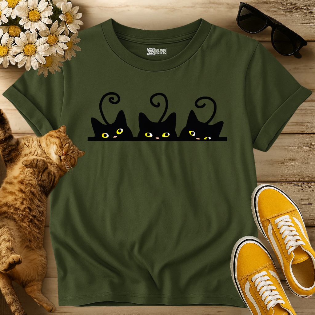 3 Funny Black Cats T-Shirt