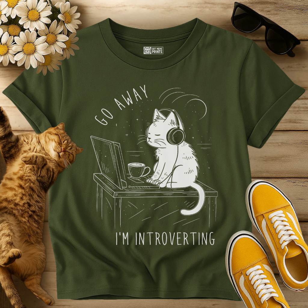 Go Away I'm Introverting Introvert Cat T-Shirt