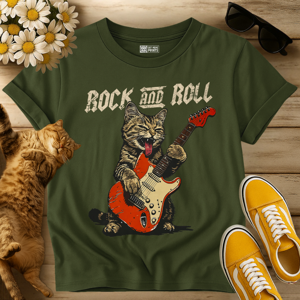 Guitarist Cat Rock and Roll T-Shirt