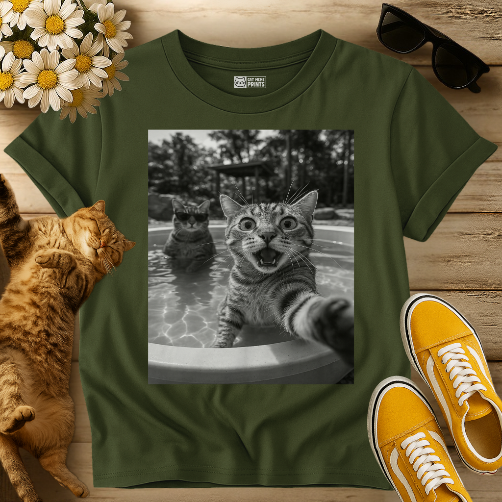 Cat Selfie in the Pool T-Shirt