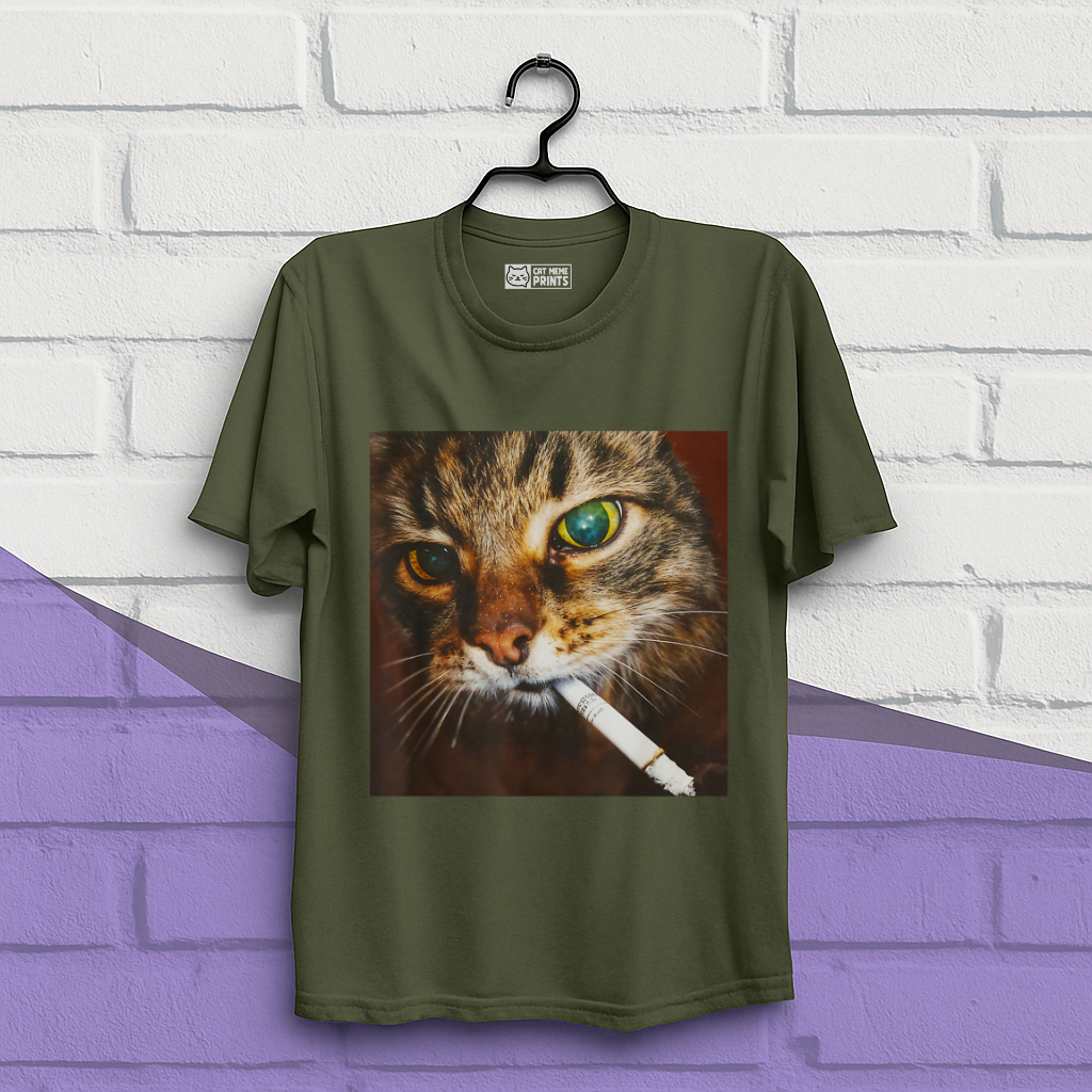 Funny Smoking Cat Meme T-Shirt