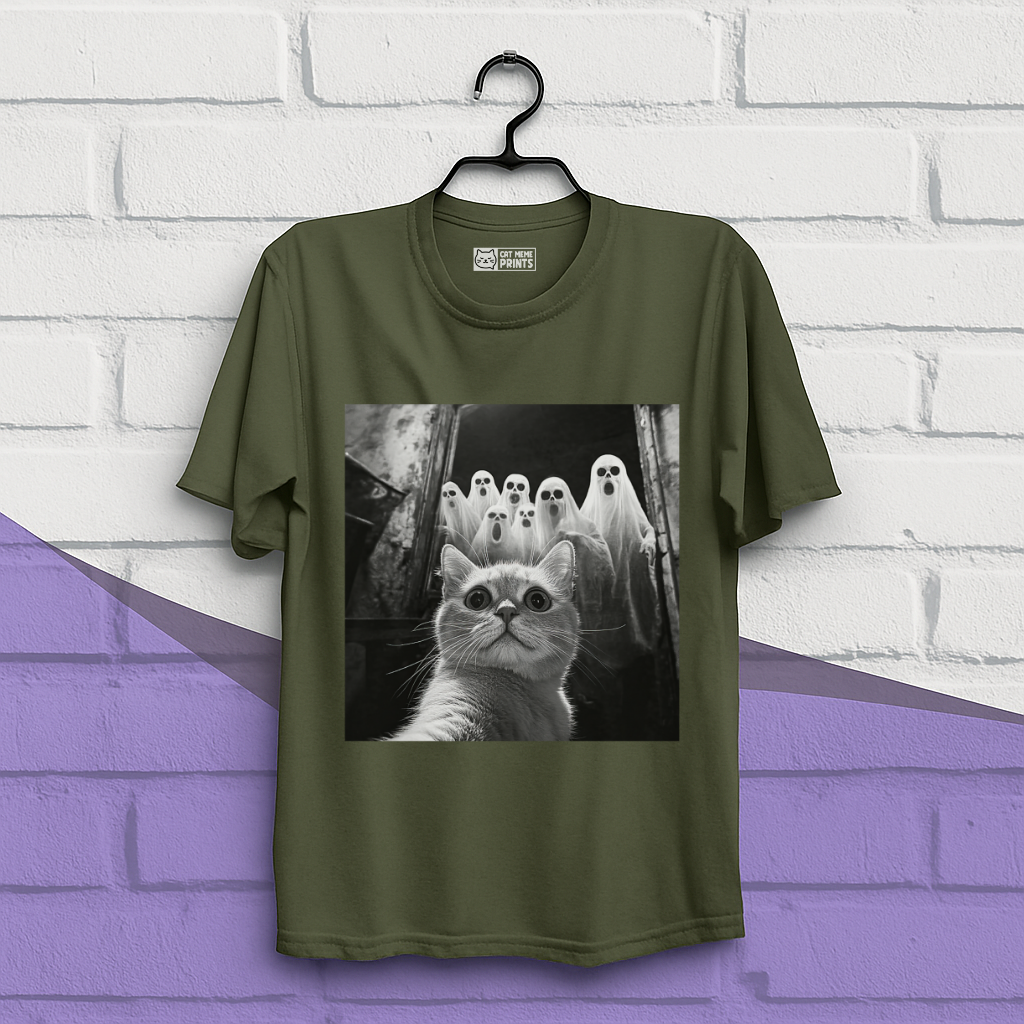 Cat Selfie With Ghosts T-Shirt