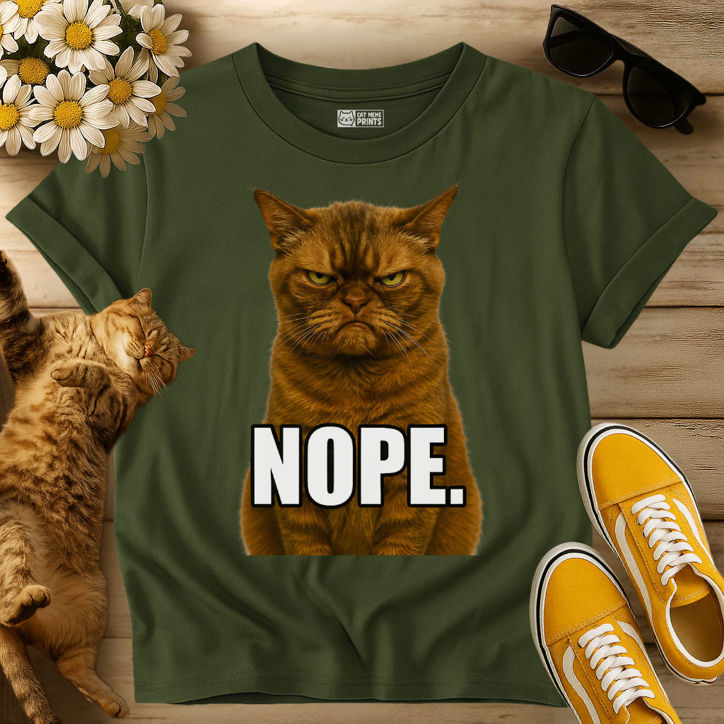 Nope Cat Grumpy Face T-Shirt