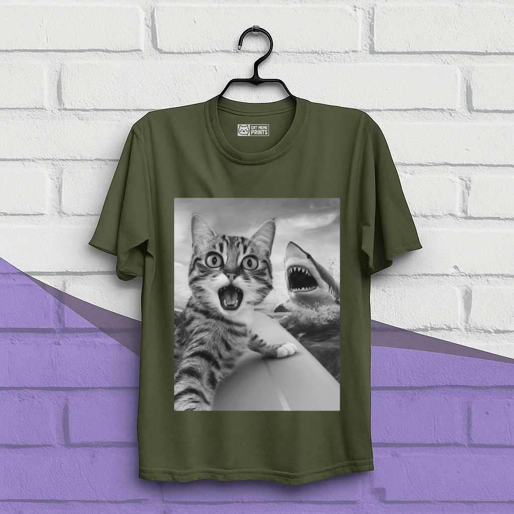 Cat Selfie With Shark T-Shirt