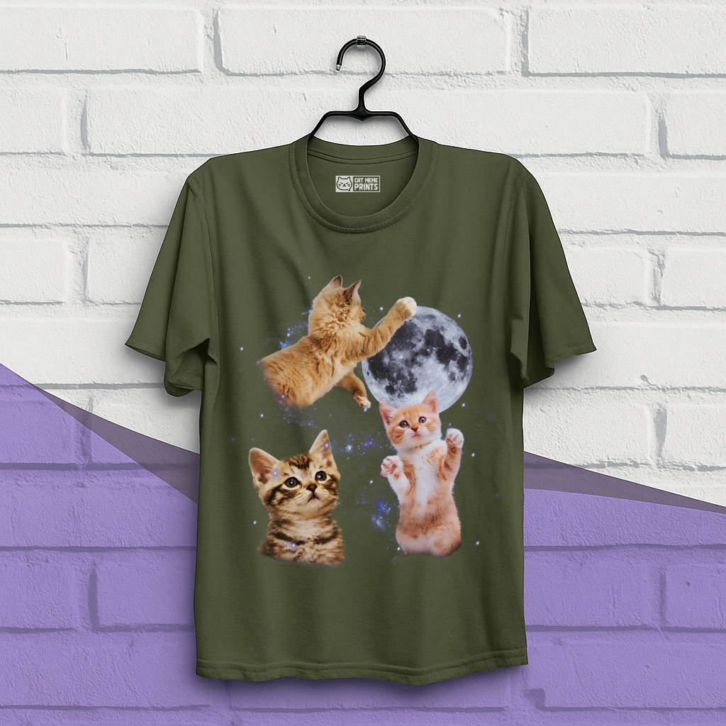 Three Cats Howling Moon T-Shirt