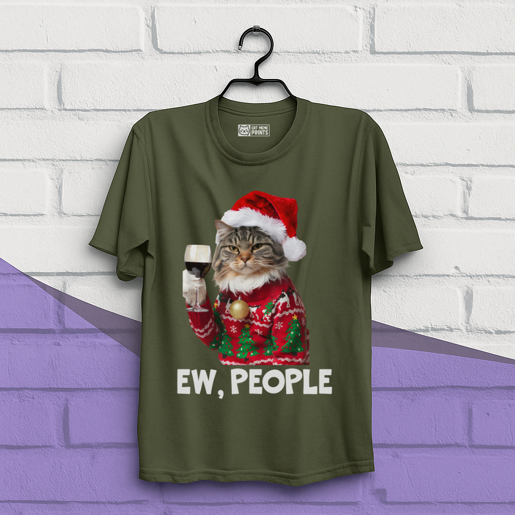Ew People Cat Meme Christmas T-Shirt
