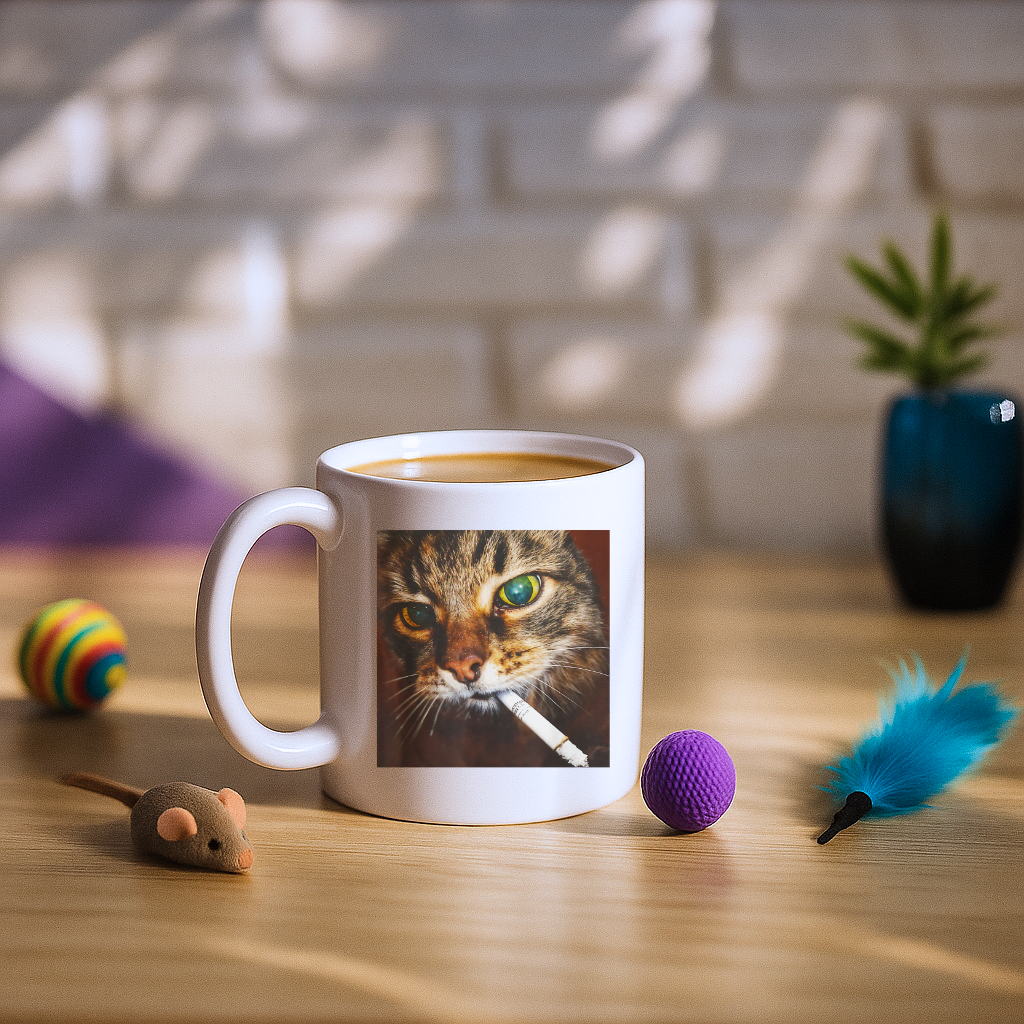 Funny Smoking Cat Meme Mug