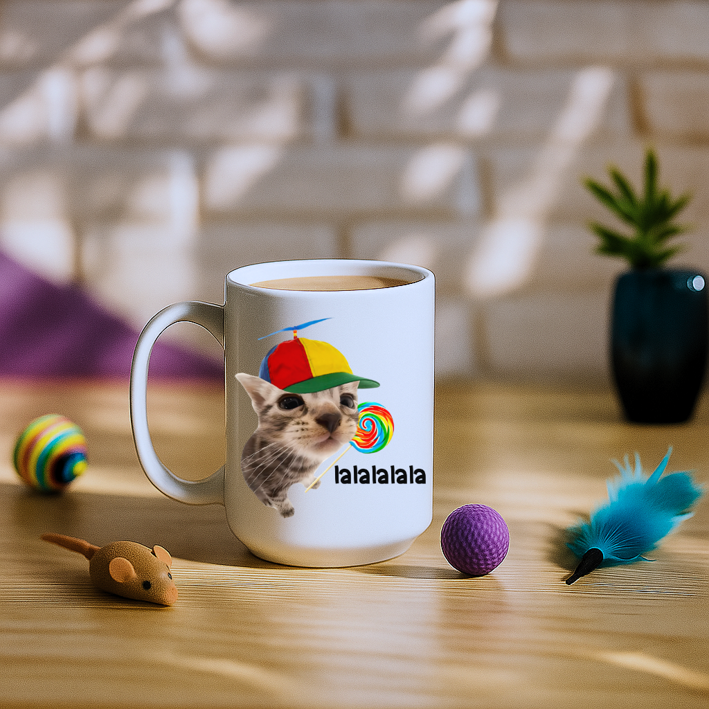 Cat With Lollipop Lalala Mug