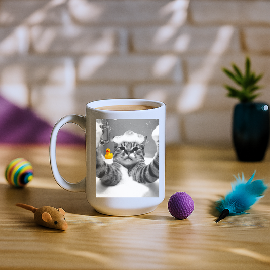Cat Selfie in Bathtub Mug