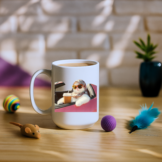 Cat Driving Meme Mug