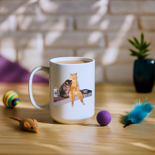 Cat Meme Smoking & Drinking Mug