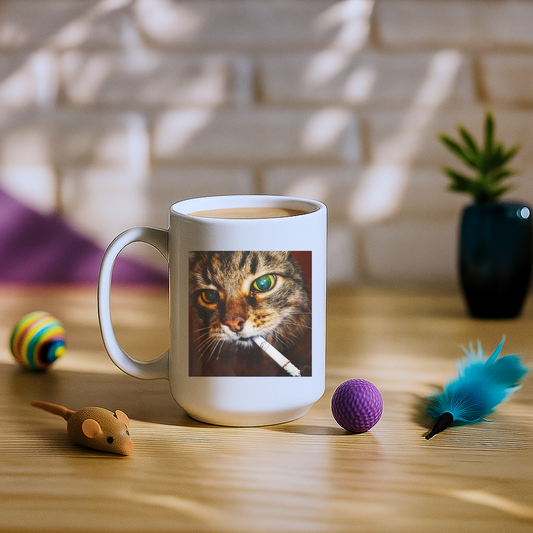 Funny Smoking Cat Meme Mug