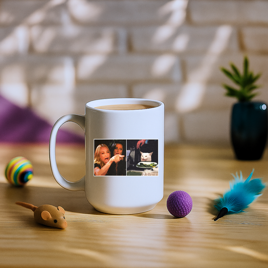 Woman Yelling at a Cat Meme Mug