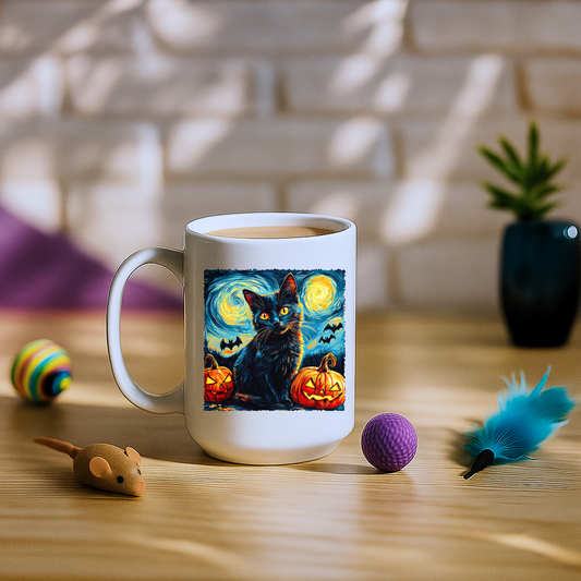 Black Cat Pumpkins Halloween Mug