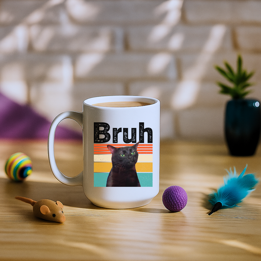 Bruh Cat Meme Vintage Mug