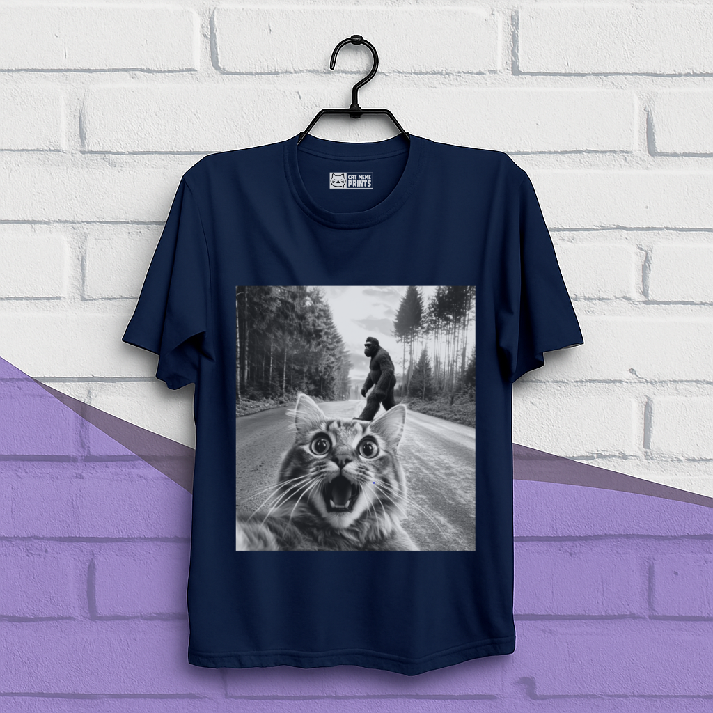 Cat Selfie With Bigfoot T-Shirt