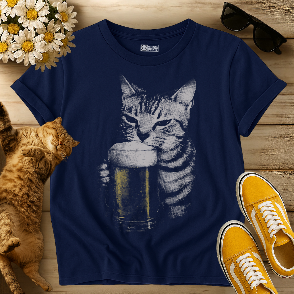 Cat Drinking Beer T-Shirt