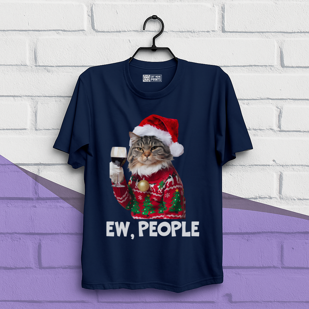 Ew People Cat Meme Christmas T-Shirt