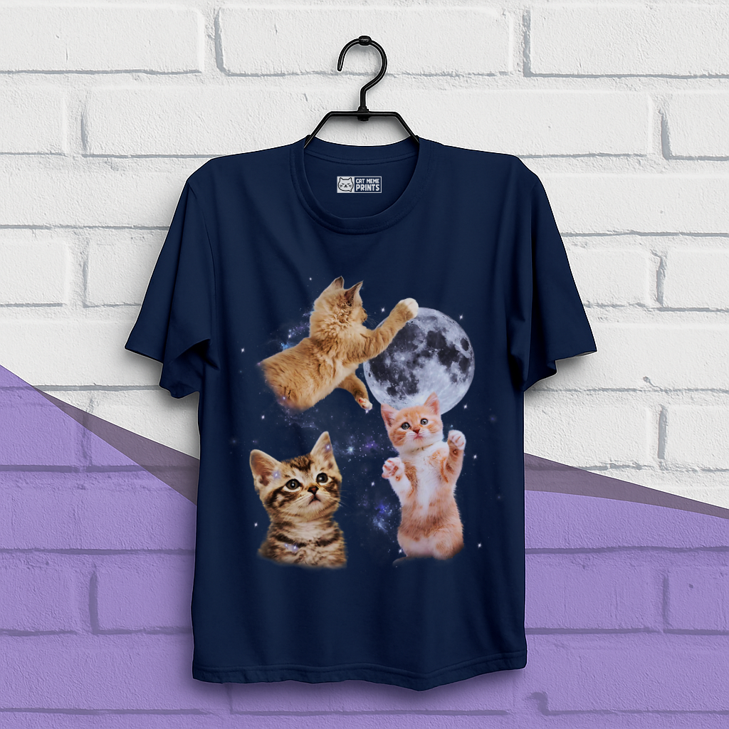 Three Cats Howling Moon T-Shirt