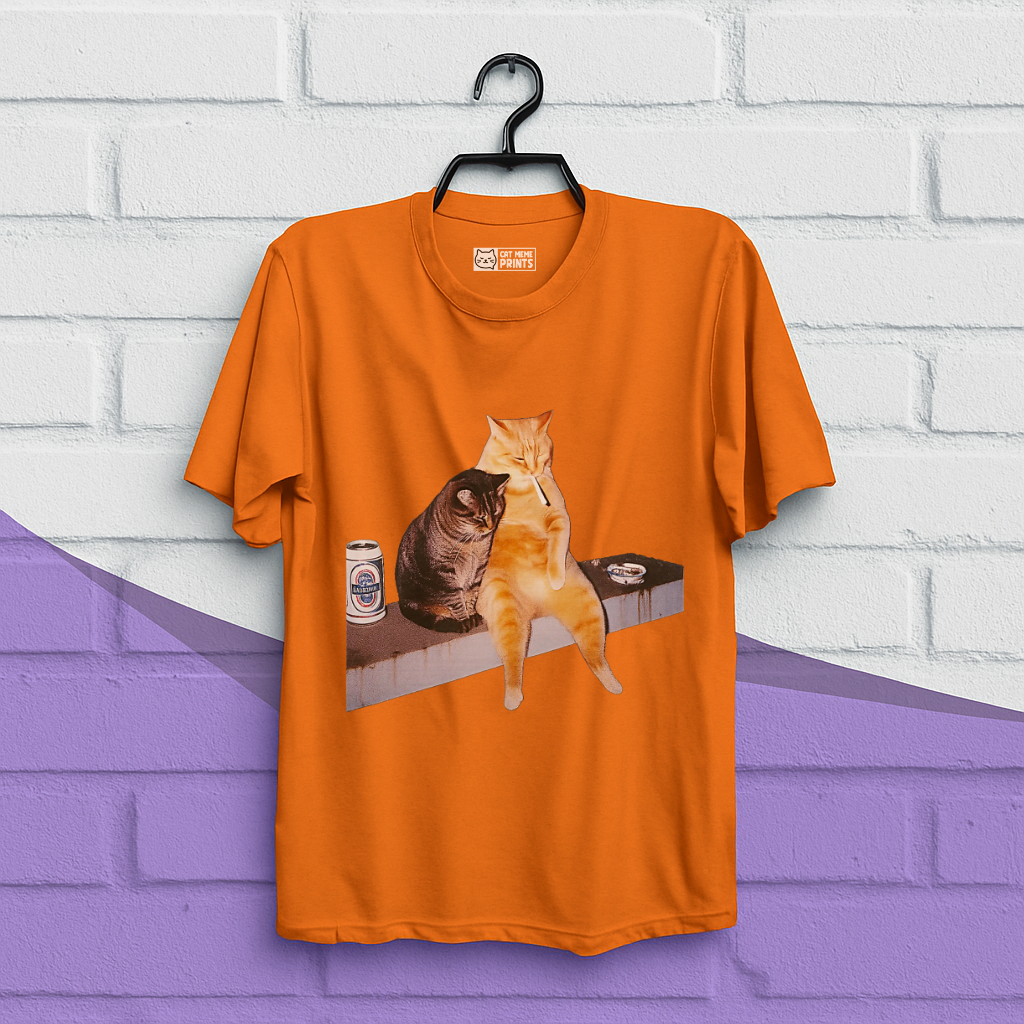 Cat Smoking & Drinking T-Shirt