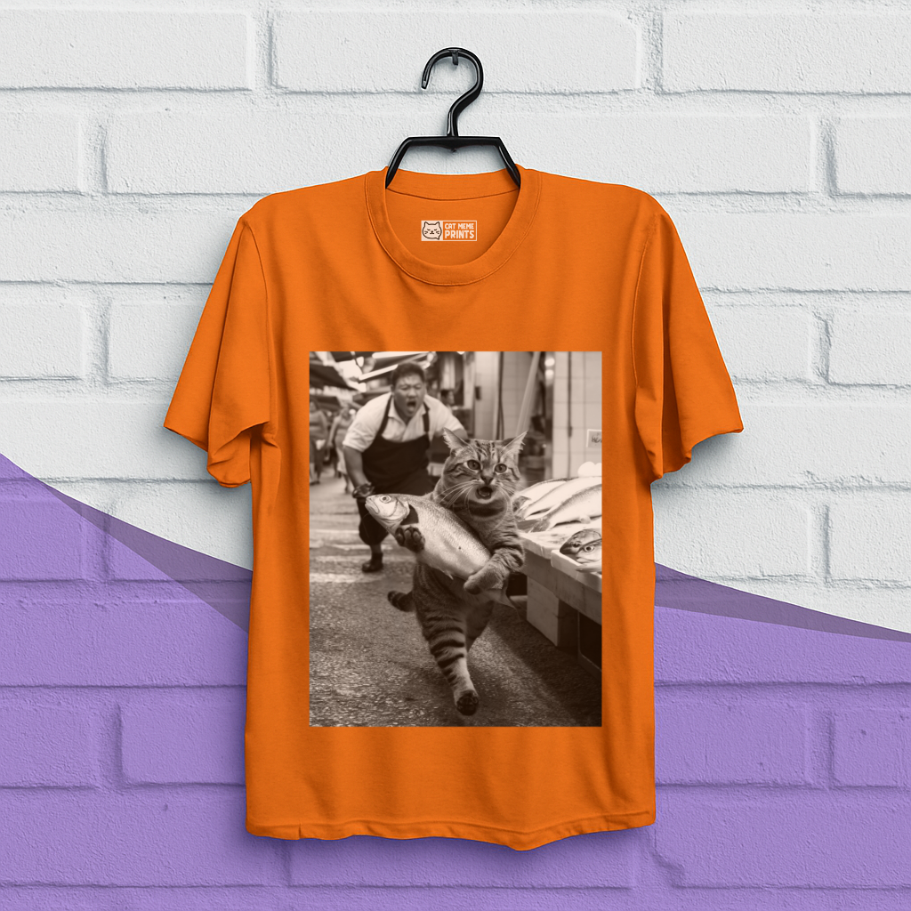Cat Steals Fish Market T-Shirt