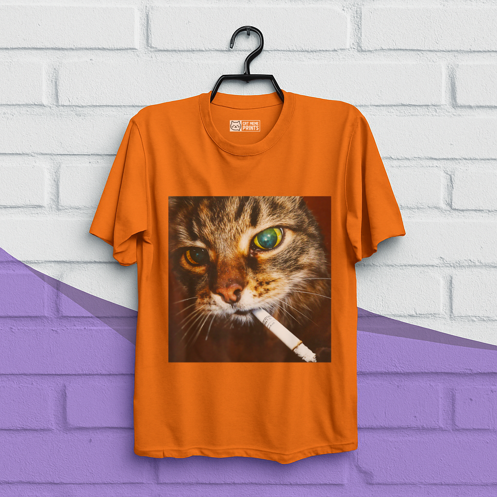 Funny Smoking Cat Meme T-Shirt